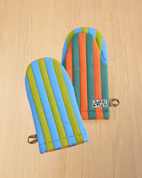 Dusen Dusen Grasshopper Stripe Quilted Oven Mitt