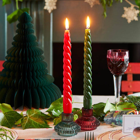 Small Ribbed Glass Candle Holder