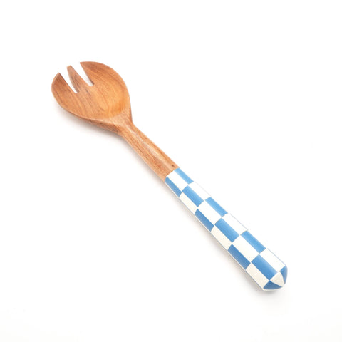 Checkered Salad Server (Blue & White) Set of 2