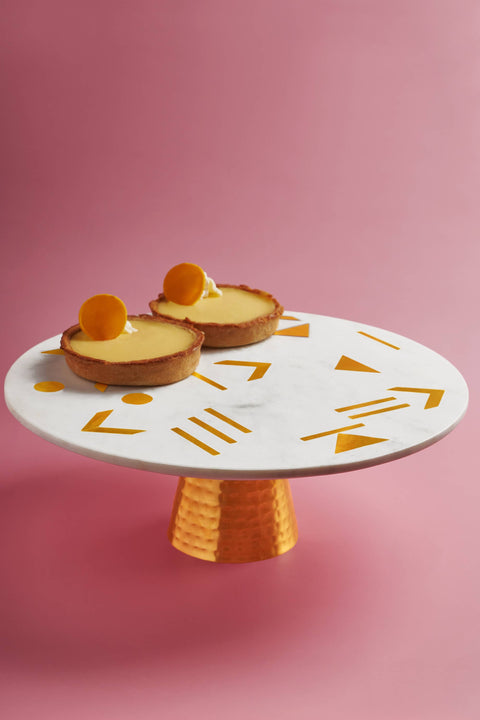 Olympia Marble & Gold Cake Stand, 12"