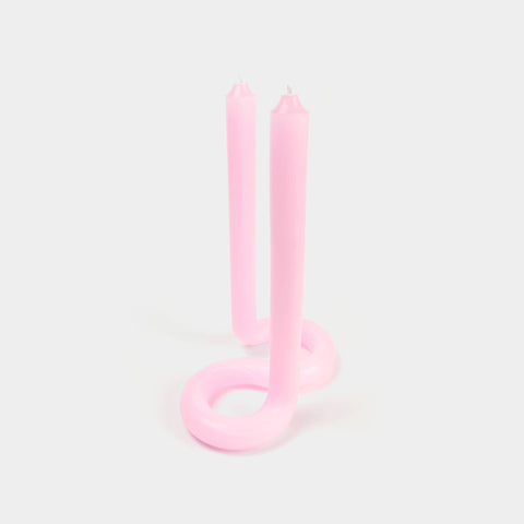 Twist Candle Sticks by Lex Pott, 9.5" Tall, Light Pink