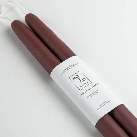 Mo&Co 10"- 100% Beeswax Dipped Candles | Burgundy