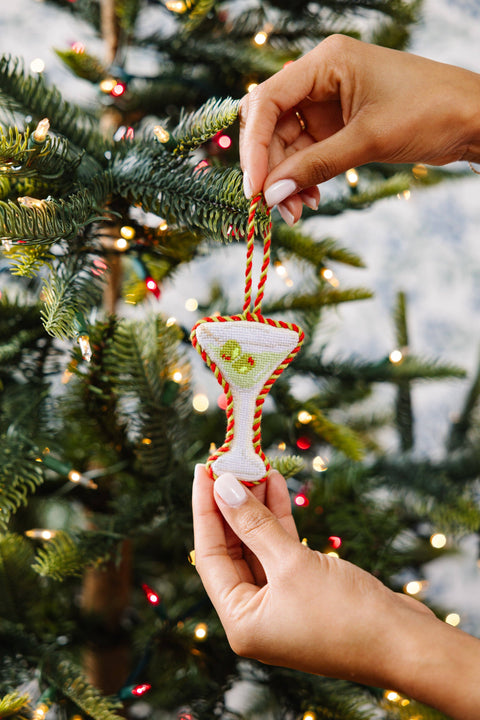 Needlepoint Icon Ornament - Dirty Martini