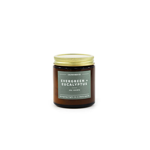 Evergreen + Eucalyptus - Mini Amber Jar Soy Candle