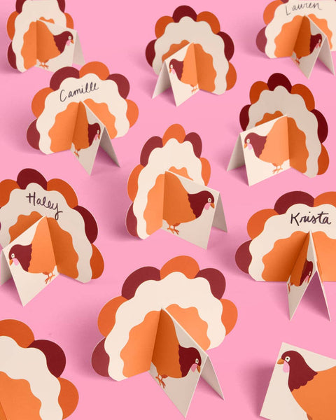 Turkey Time Place Cards - set of 12, thanksgiving decor