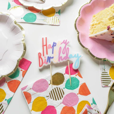 Pastel Happy Birthday Printed Cake Candles