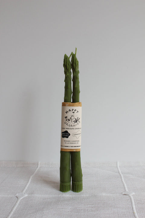 Happy Organics Asparagus Beeswax Candle Taper Pair