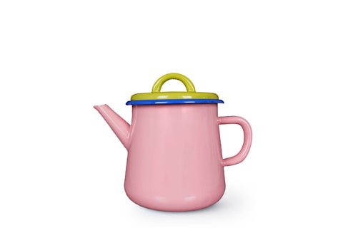 Colorama Tea Pot Soft Pink and Chartreuse with Electric Blue