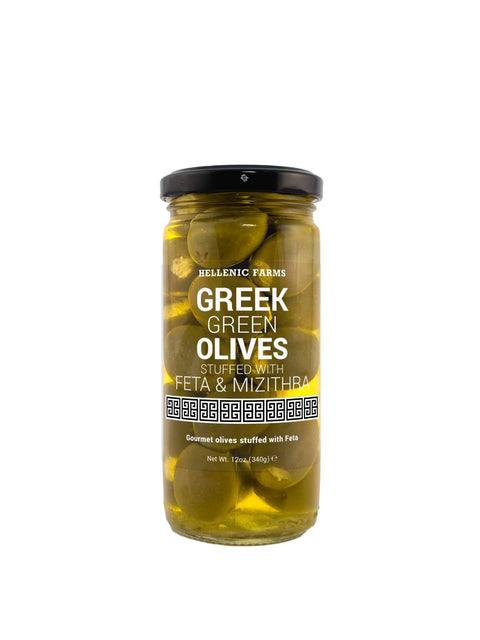 Hellenic Farms Greek Green Olives Stuffed w Feta & Mizithra