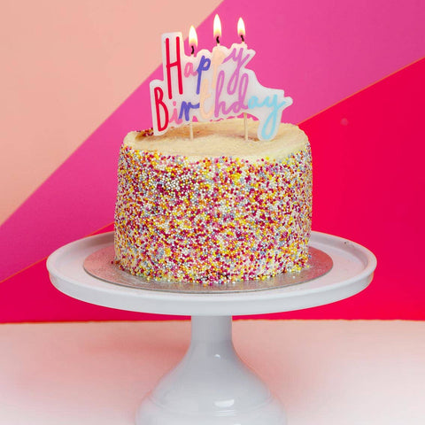 Pastel Happy Birthday Printed Cake Candles