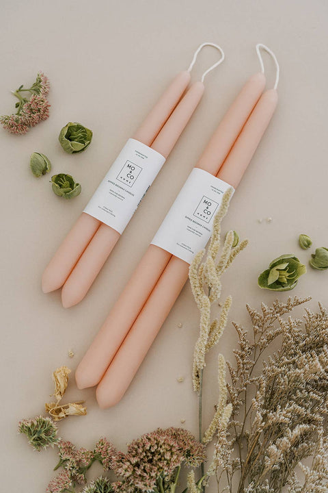 Mo&Co 14"- 100% Beeswax Dipped Candles | Pink Rose