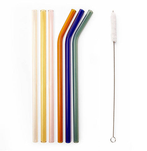 Kikkerland Colorful Reusable Glass Straws