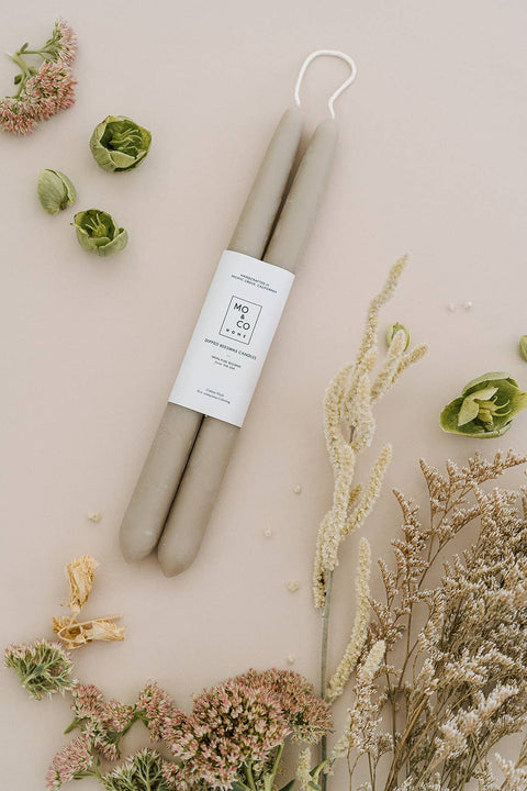 Mo&Co 10"- 100% Beeswax Dipped Candles | Clay