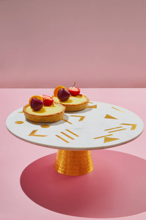 Olympia Marble & Gold Cake Stand, 12"