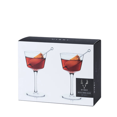 Viski Angled Crystal Nick and Nora Glasses Set of 2