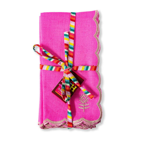Furbish Icon Linen Napkins S/4 - Hot Pink + Khaki