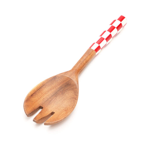 Checkered Salad Server (Red & White) Set of 2