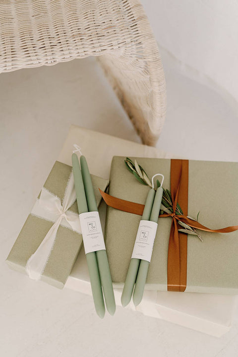 Mo&Co 14"- 100% Beeswax Dipped Candles | Eucalyptus