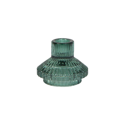 Small Ribbed Glass Candle Holder