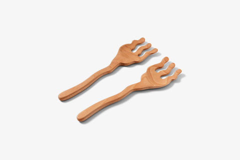 Serving Friends Wavy Wooden Spoons
