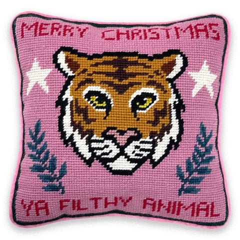 Furbish Filthy Animal Needlepoint Pillow