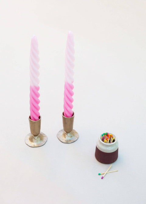 Twisted Taper Candles Set of 2 - Pink Ombre