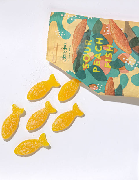 BonBon Sour Peach - Swedish Candy Fish 5.2oz (150g)