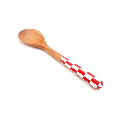 Checkered Salad Server (Red & White) Set of 2