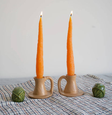 Happy Organics Carrot Beeswax Candles Taper Pair