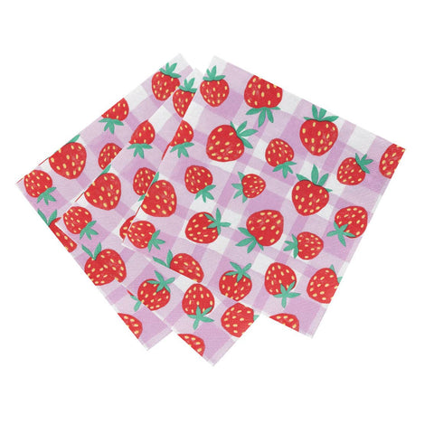 Strawberry Gingham Paper Napkins | 20 Pack