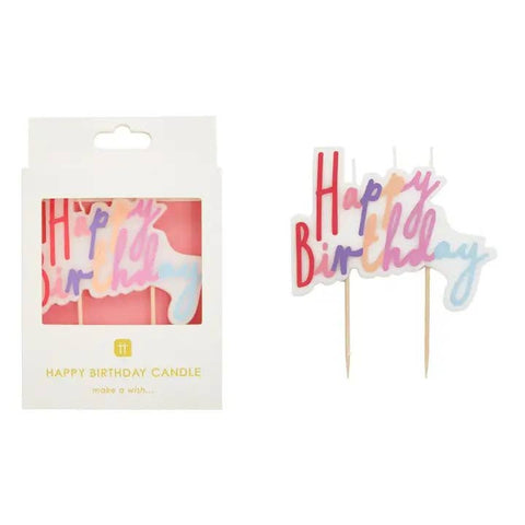 Pastel Happy Birthday Printed Cake Candles