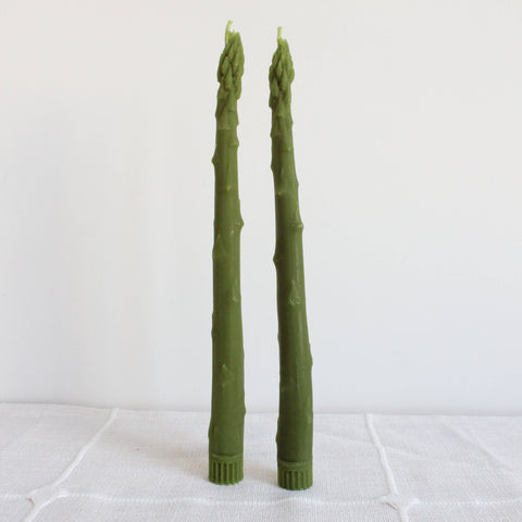 Happy Organics Asparagus Beeswax Candle Taper Pair