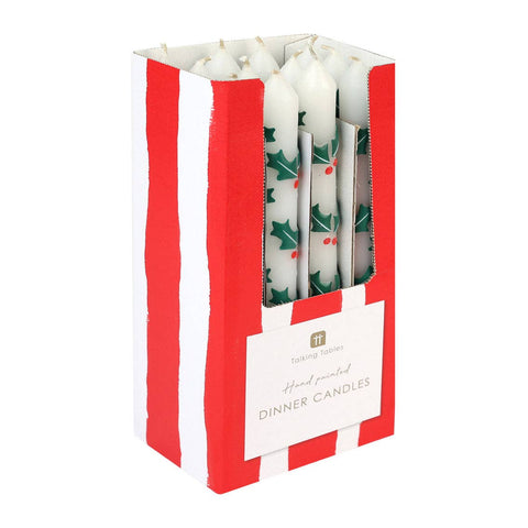 Holly Christmas Dinner Candles