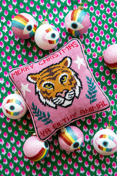Furbish Filthy Animal Needlepoint Pillow