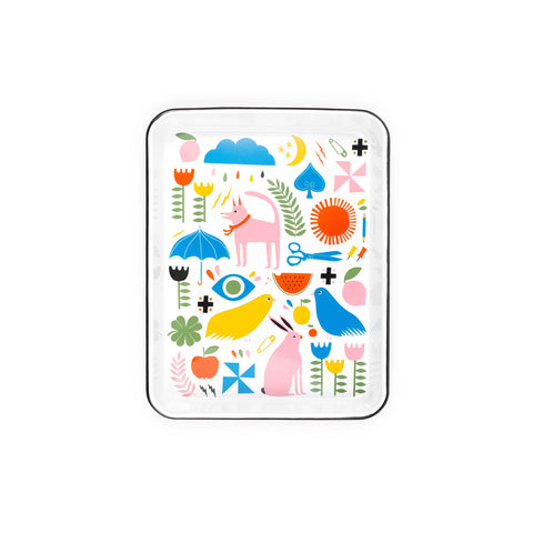 Lisa Congdon x CCH Pink Dog Enamelware Small Rectangle Tray