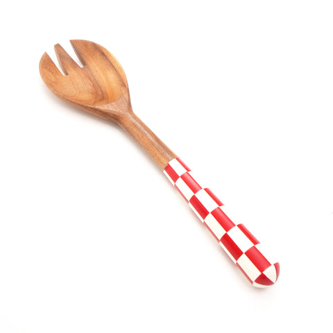 Checkered Salad Server (Red & White) Set of 2