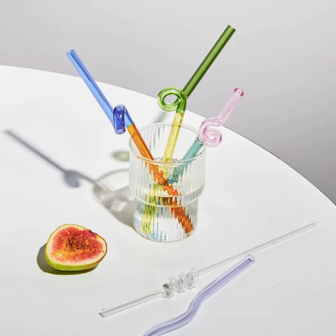 Artistry Glass Straw (Burgundy Dot)