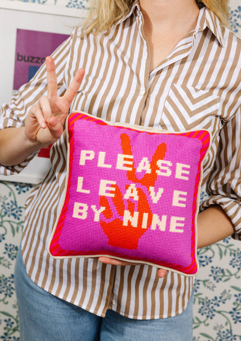 Furbish Leave by Nine Needlepoint Pillow