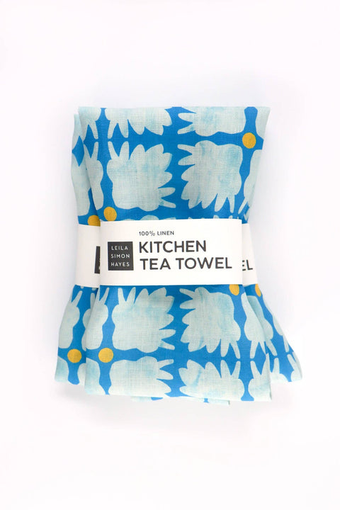 Desert Bloom Tea Towel, blue