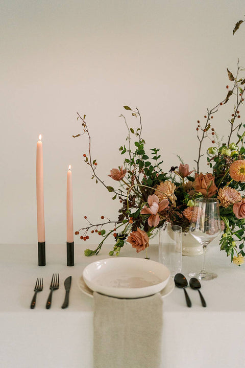 Mo&Co 14"- 100% Beeswax Dipped Candles | Pink Rose