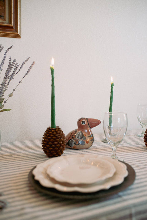 Happy Organics Asparagus Beeswax Candle Taper Pair
