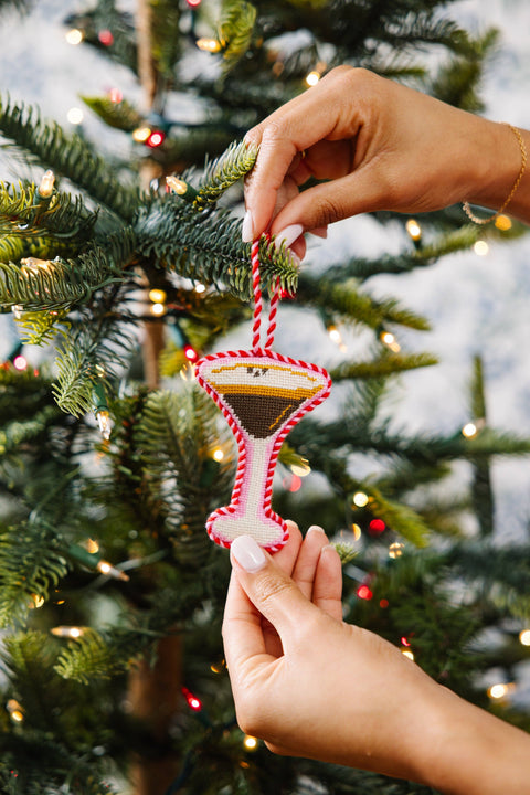 Needlepoint Icon Ornament - Espresso Martini