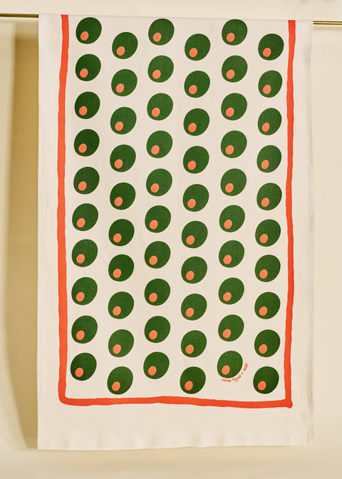Dirty Martini Olive Cotton Tea Towel