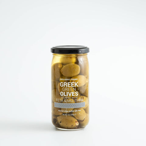 Hellenic Farms Greek Green Olives Stuffed w Feta & Mizithra