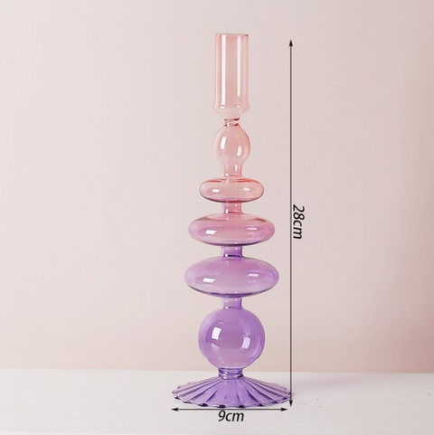 Two Color Glass Classic Craft Candlesticks Holders