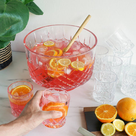Viski Crystal Punch Bowl and Tumblers Set of 9