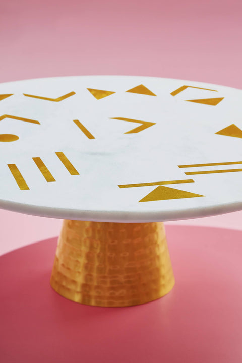 Olympia Marble & Gold Cake Stand, 12"