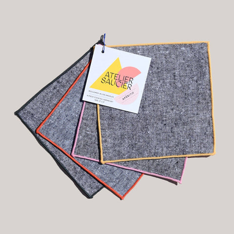 Atelier Saucier Rainbow Chambray Cocktail Napkin Set