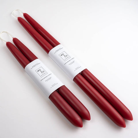 Mo&Co 14"- 100% Beeswax Dipped Candles | Berry Red
