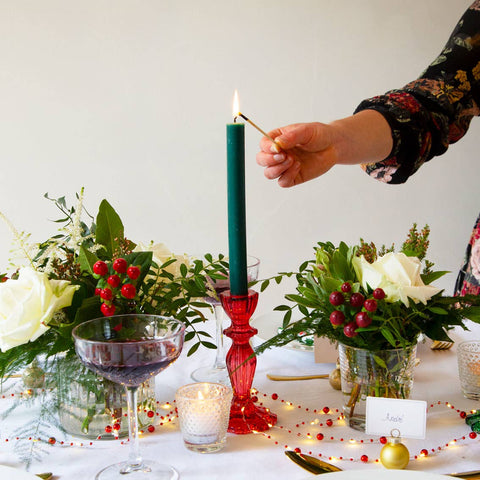 Red Glass Candle Holder